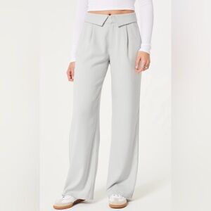 Hollister Livvy Wide Leg Pants Size S Light Gray High Rise Business Causal Work